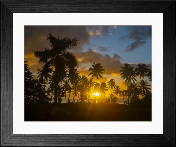 Framed Print : Fiji, Taveuni Island. Beach sunset with palm trees Framed Print : Fiji, Taveuni Island. Beach sunset with palm trees