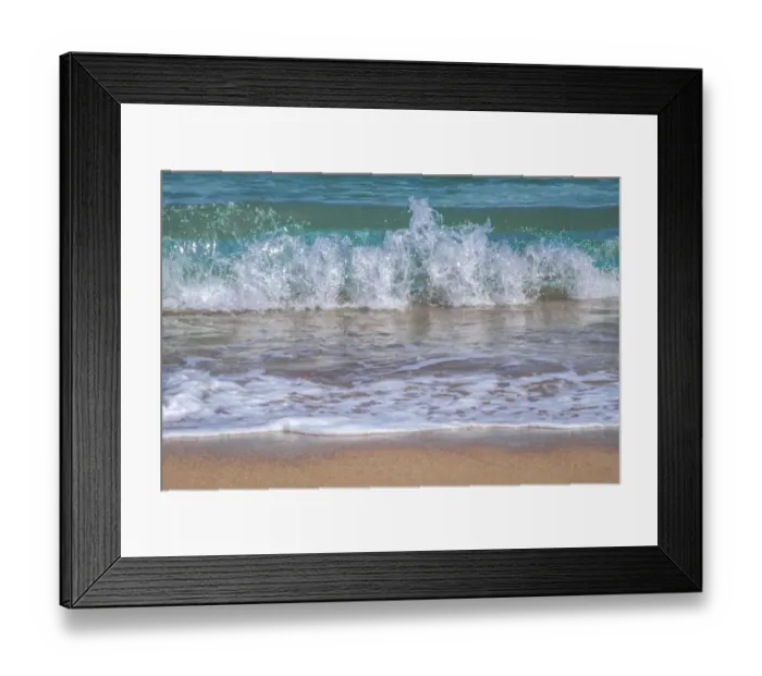 Framed Print : Wave crashing on golden sandy beach Framed Print : Wave crashing on golden sandy beach