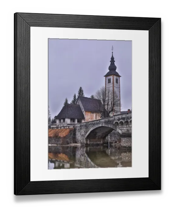 Framed Print : Slovenia, Upper Carniola, Ribcev Laz, Lake Bohinj, Church of St Framed Print : Slovenia, Upper Carniola, Ribcev Laz, Lake Bohinj, Church of St