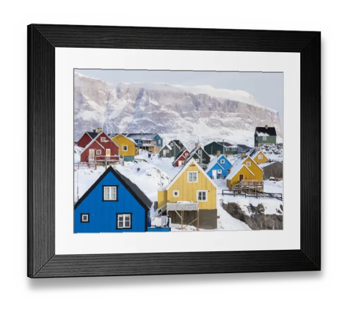 Framed Print : Town Uummannaq during winter in northern Greenland, Denmark Framed Print : Town Uummannaq during winter in northern Greenland, Denmark