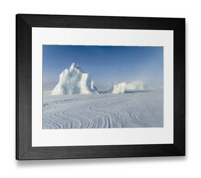 Framed Print : Icebergs frozen into the sea ice of the Uummannaq Fjord System during winter