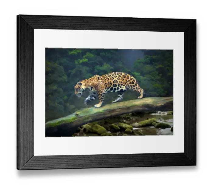 Framed Print : Brazil, Pantanal. Abstract of jaguar walking on log Framed Print : Brazil, Pantanal. Abstract of jaguar walking on log