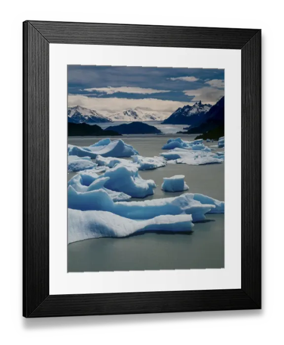 Framed Print : Icebergs and glacier, Lago Gray, Torres Del Paine National Park, Patagonia, Chile
