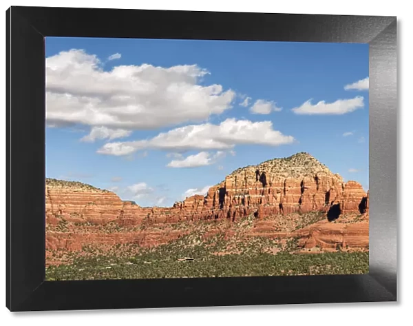 USA, Arizona, Sedona, Panoramic view of Twin Buttes and The Nuns