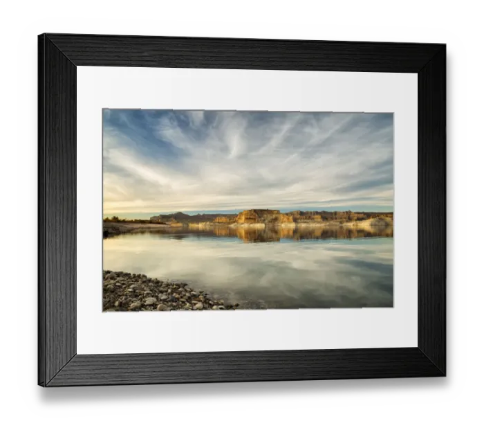 Framed Print : USA, Arizona, Page, Late afternoon at Lake Powells Lone Rock Beach
