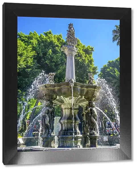 Zocalo Park Plaza San Miguel Archangel Fountain Puebla, Mexico. Fountain built in 1777
