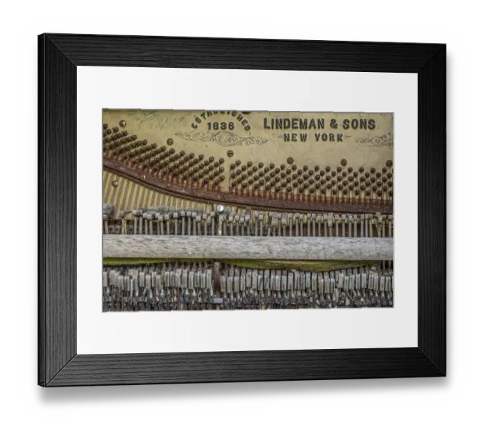 Framed Print : USA, Alaska, Sitka. Discarded Lindeman and Sons piano close-up