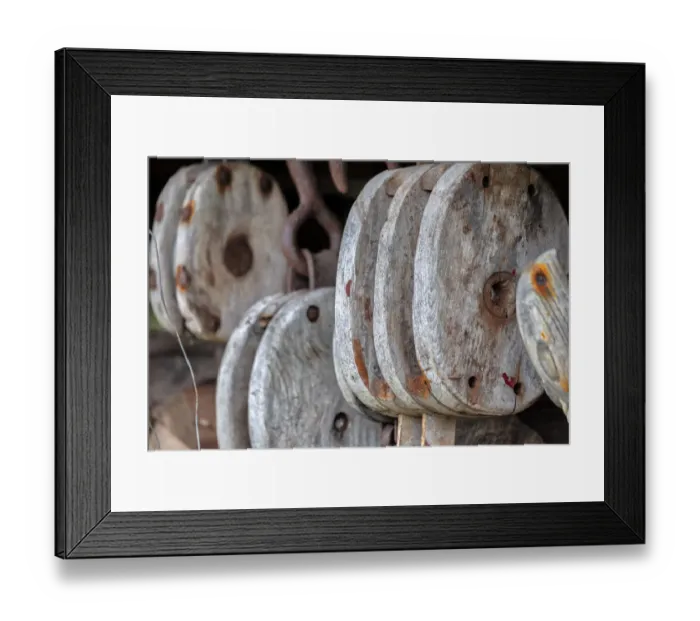 Framed Print : Antique block and tackle, Wrangell, Alaska, USA