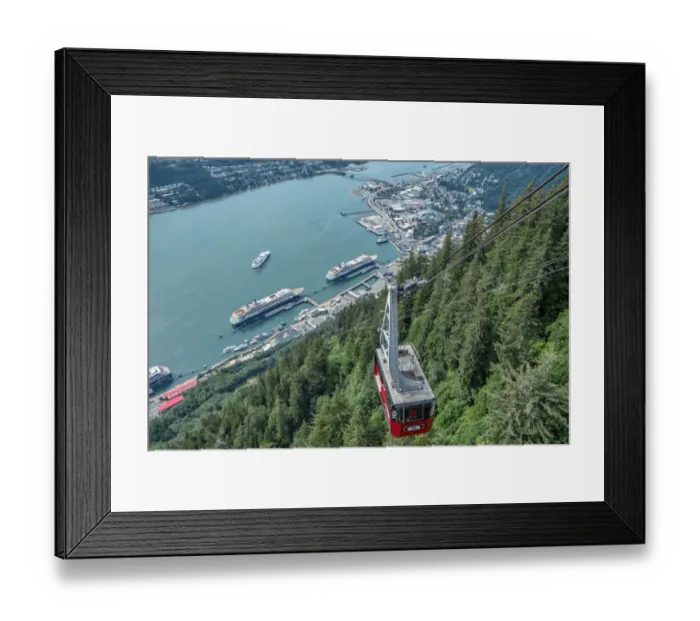 Framed Print : Tramway, Gastineau Channel, Mount Roberts, Juneau, Alaska, USA