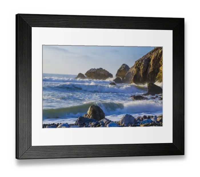 Framed Print : Large Waves on Rockaway Beach, Pacifica, California, USA Framed Print : Large Waves on Rockaway Beach, Pacifica, California, USA
