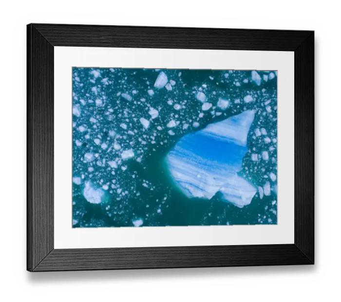 Framed Print : USA, Alaska, Aerial view of shattered icebergs floating near calving face of LeConte Framed Print : USA, Alaska, Aerial view of shattered icebergs floating near calving face of LeConte