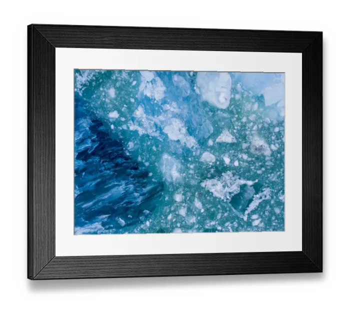Framed Print : USA, Alaska, Aerial view of shattered icebergs floating near calving face of LeConte