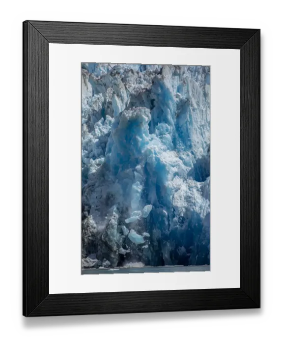 Framed Print : USA, Alaska, Tracy Arm-Fords Terror Wilderness, Icebergs calving from blue ice face of Framed Print : USA, Alaska, Tracy Arm-Fords Terror Wilderness, Icebergs calving from blue ice face of