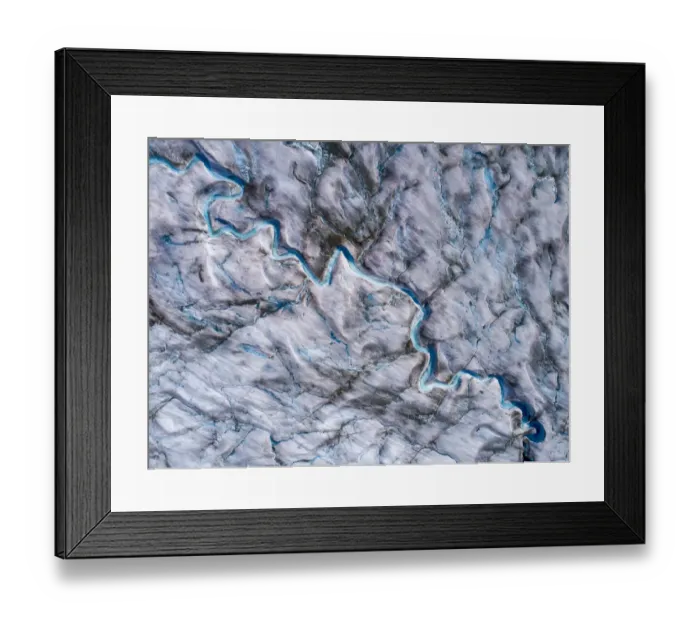 Framed Print : USA, Alaska, Tracy Arm-Fords Terror Wilderness, Overhead aerial view of meltwater streams Framed Print : USA, Alaska, Tracy Arm-Fords Terror Wilderness, Overhead aerial view of meltwater streams