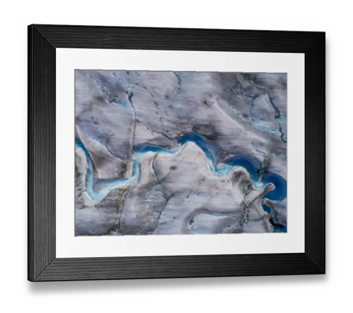 Framed Print : USA, Alaska, Tracy Arm-Fords Terror Wilderness, Overhead aerial view of meltwater streams