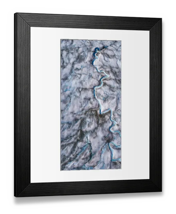 Framed Print : USA, Alaska, Tracy Arm-Fords Terror Wilderness, Overhead aerial view of meltwater streams