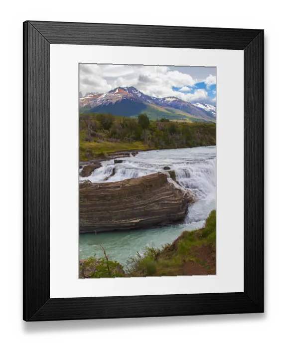 Framed Print : Located with Parc Nacional Torres del Paine, this lake has a runoff through rocks Framed Print : Located with Parc Nacional Torres del Paine, this lake has a runoff through rocks