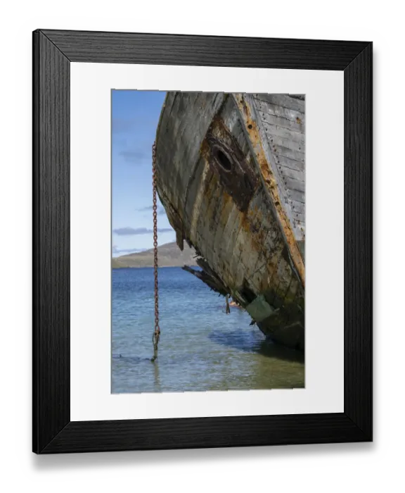 Framed Print : Falkland Islands, New Island. Grounded and abandoned ship on shore Framed Print : Falkland Islands, New Island. Grounded and abandoned ship on shore
