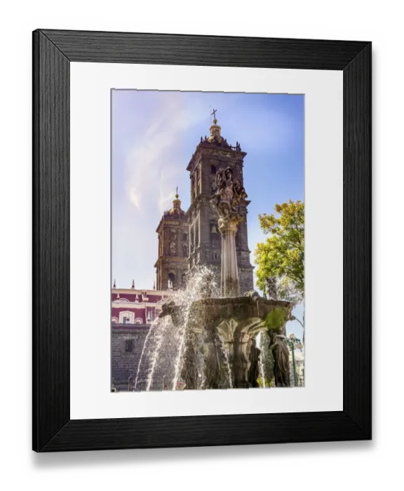 Framed Print : Sun Rays Zocalo Park Plaza San Miguel Archangel Fountain Cathedral Puebla, Mexico Framed Print : Sun Rays Zocalo Park Plaza San Miguel Archangel Fountain Cathedral Puebla, Mexico