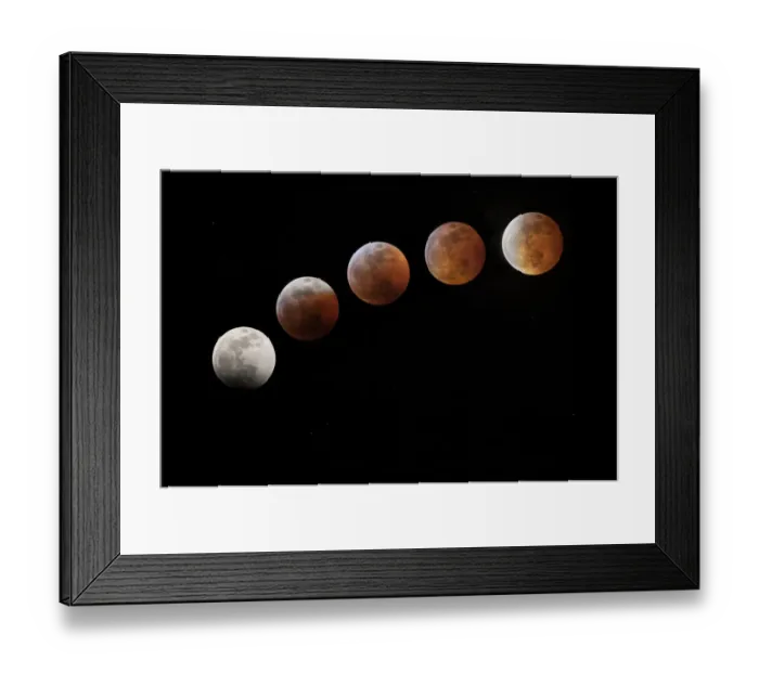 Framed Print : USA, Colorado. Full moon phases in total lunar eclipse. Credit as