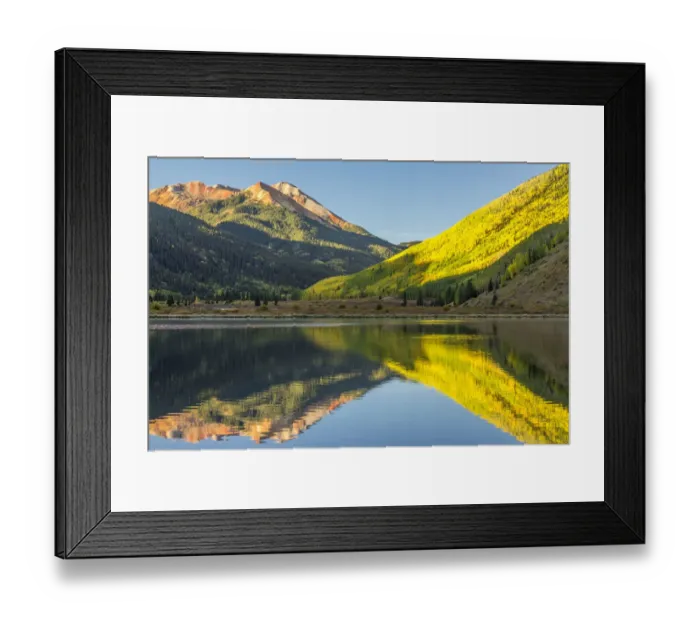 Framed Print : USA, Colorado, San Juan Mountains. Crystal Lake reflection in autumn