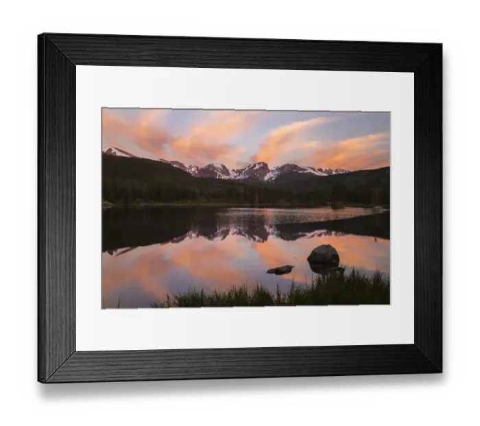 Framed Print : USA, Colorado, Rock Mountain National Park. Sunrise reflection in Sprague Lake Framed Print : USA, Colorado, Rock Mountain National Park. Sunrise reflection in Sprague Lake