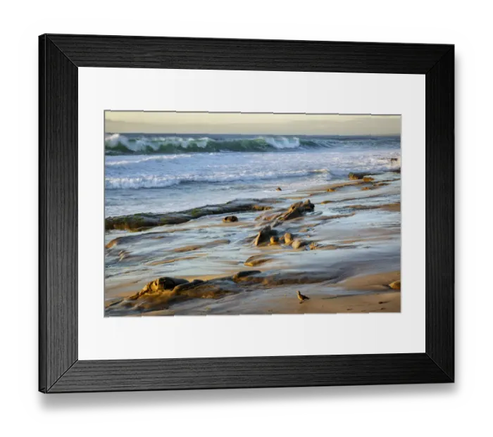 Framed Print : USA, California, La Jolla, Surf breaking off Coast Blvd. Park