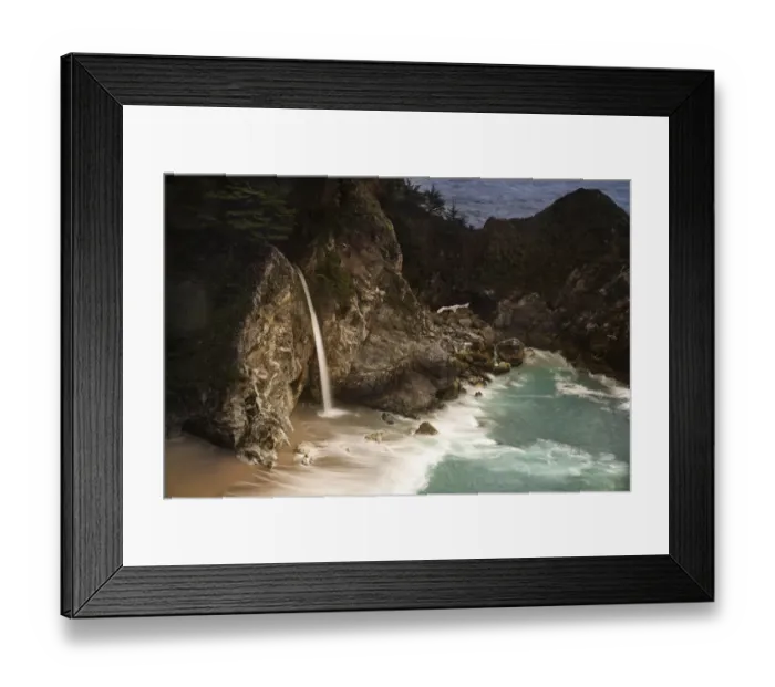 Framed Print : USA, California, Julia Pfeiffer Burns State Park. McWay Falls into small cove Framed Print : USA, California, Julia Pfeiffer Burns State Park. McWay Falls into small cove