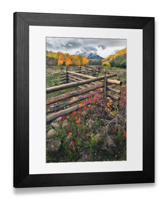 Framed Print : A log fence leads to the horizon on Dallas divide near Telluride in the Colorado Rocky Framed Print : A log fence leads to the horizon on Dallas divide near Telluride in the Colorado Rocky