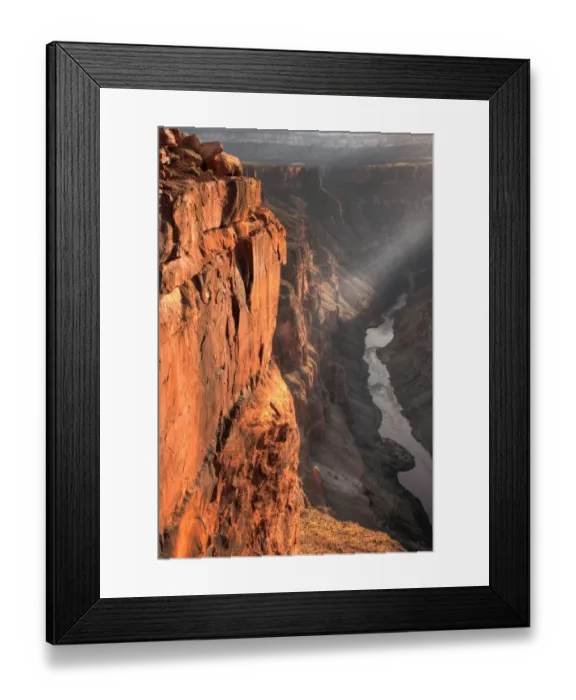 Framed Print : A lone ray of light filters through the clouds at sunrise at Toroweap Overlook in Framed Print : A lone ray of light filters through the clouds at sunrise at Toroweap Overlook in