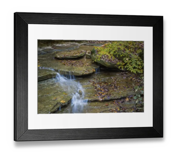 Framed Print : Rocky Ledges with Waterfall in Clifty Creek Park, Indiana Framed Print : Rocky Ledges with Waterfall in Clifty Creek Park, Indiana