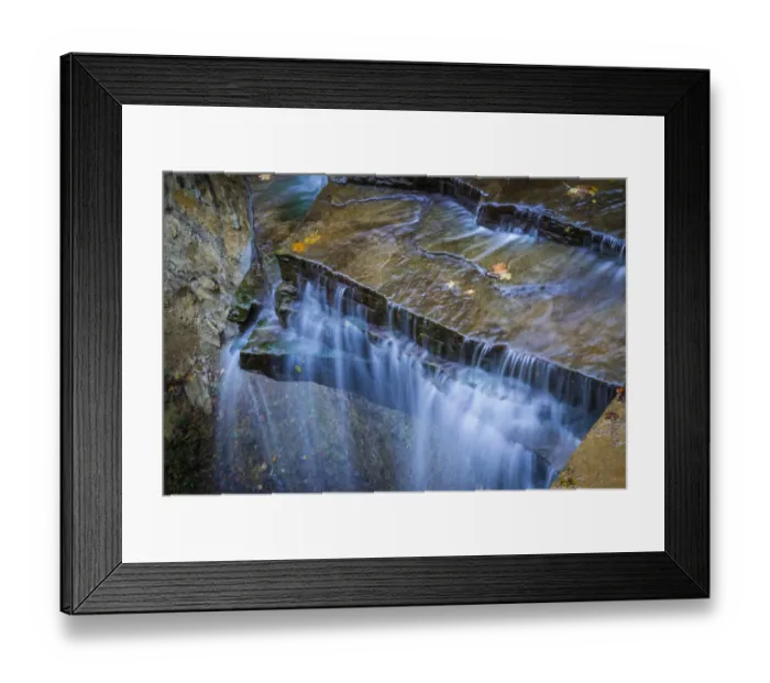 Framed Print : Rocky Ledges with Waterfall in Clifty Creek Park, Indiana Framed Print : Rocky Ledges with Waterfall in Clifty Creek Park, Indiana