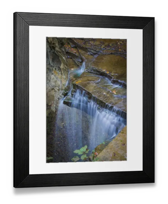 Framed Print : Rocky Ledges with Waterfall in Clifty Creek Park, Indiana