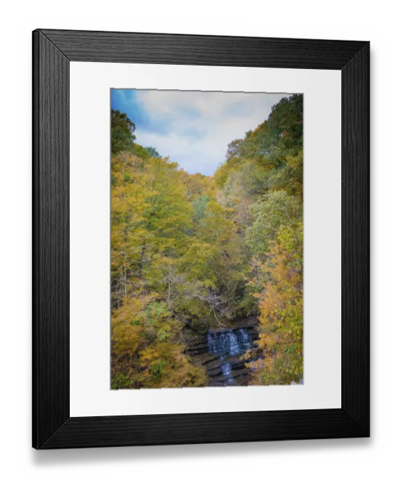Framed Print : Fall Foliage Over Waterfall in Clifty Creek Park, Southern Indiana Framed Print : Fall Foliage Over Waterfall in Clifty Creek Park, Southern Indiana