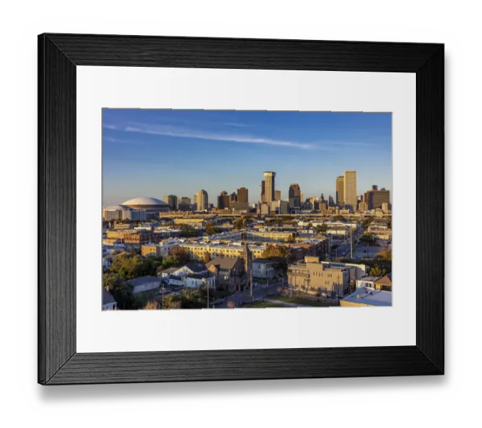 Framed Print : View of the city skyline from the rooftop bar at the Ponchartrain Hotel in New Orleans