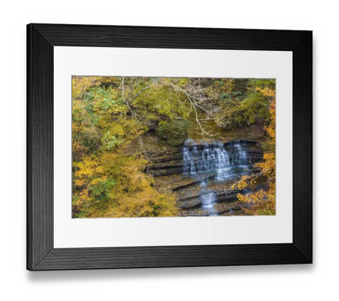 Framed Print : Fall Foliage Over Waterfall in Clifty Creek Park, Southern Indiana Framed Print : Fall Foliage Over Waterfall in Clifty Creek Park, Southern Indiana