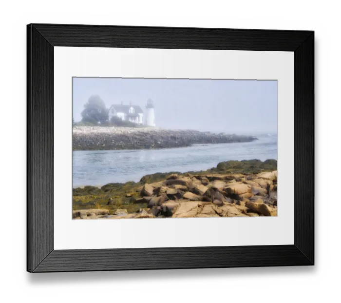 Framed Print : USA, Maine. Prospect Harbor Light, Prospect Harbor Point, Winter Harbor