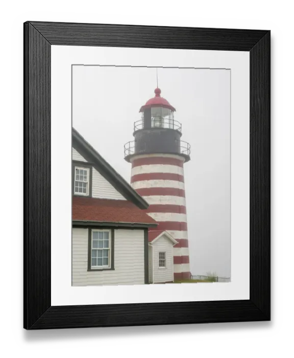 Framed Print : USA, Maine. West Quoddy Head Light at Quoddy Head State Park in Lubec, Maine
