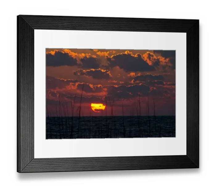 Framed Print : USA, Florida, Sarasota, Crescent Beach, Siesta Key, Cloudy Sunset