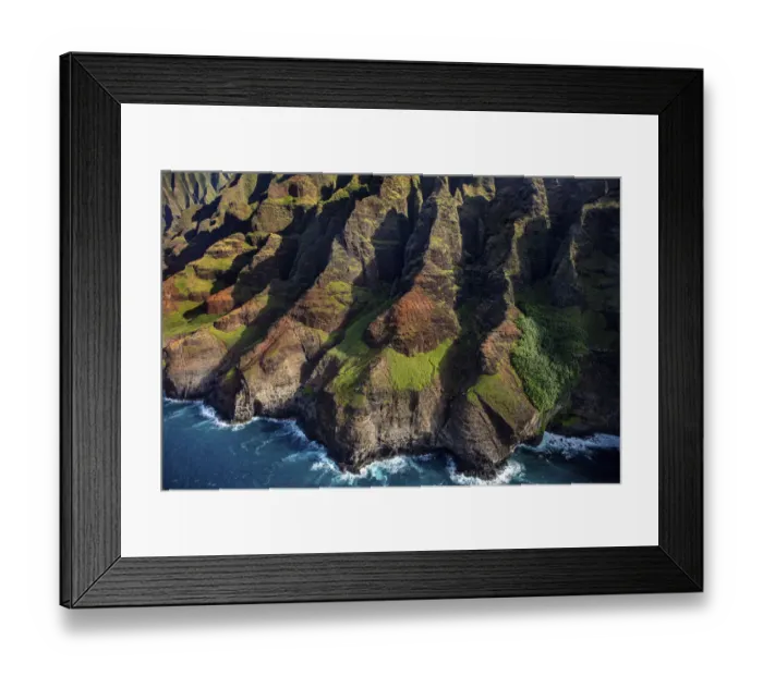Framed Print : Aerial view of the Napali Coastline in Kauai, Hawaii, USA Framed Print : Aerial view of the Napali Coastline in Kauai, Hawaii, USA