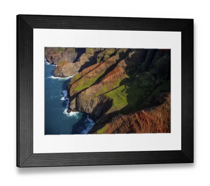 Framed Print : Aerial view of the Napali Coastline in Kauai, Hawaii, USA Framed Print : Aerial view of the Napali Coastline in Kauai, Hawaii, USA