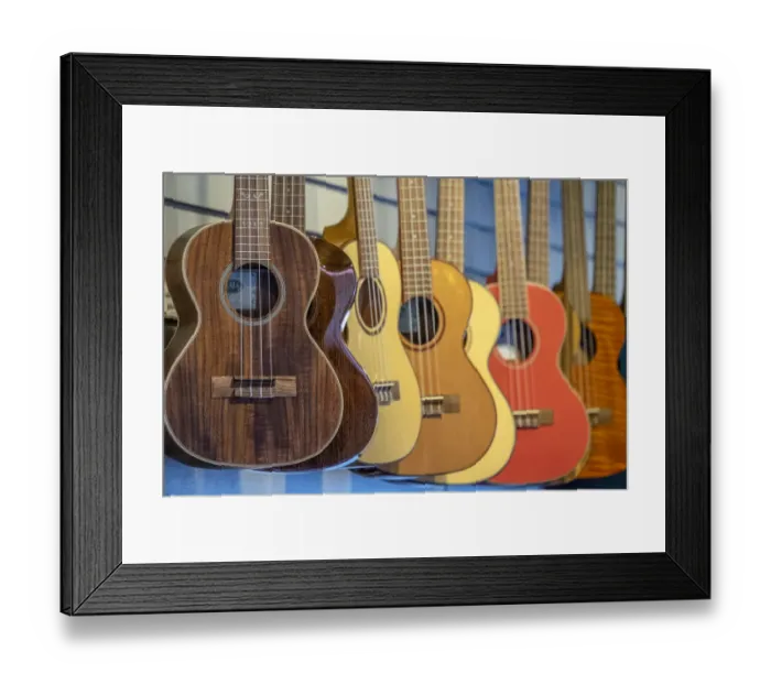 Framed Print : Ukulele in music store, Kauai, Hawaii, USA Framed Print : Ukulele in music store, Kauai, Hawaii, USA