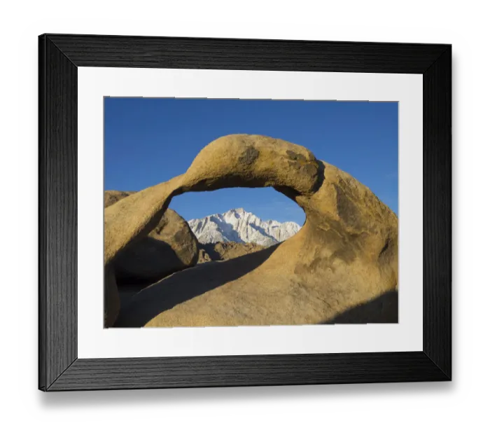 Framed Print : USA, California. Lone Pine, Alabama Hills, Mobius Arch and Lone Pine Peak Framed Print : USA, California. Lone Pine, Alabama Hills, Mobius Arch and Lone Pine Peak