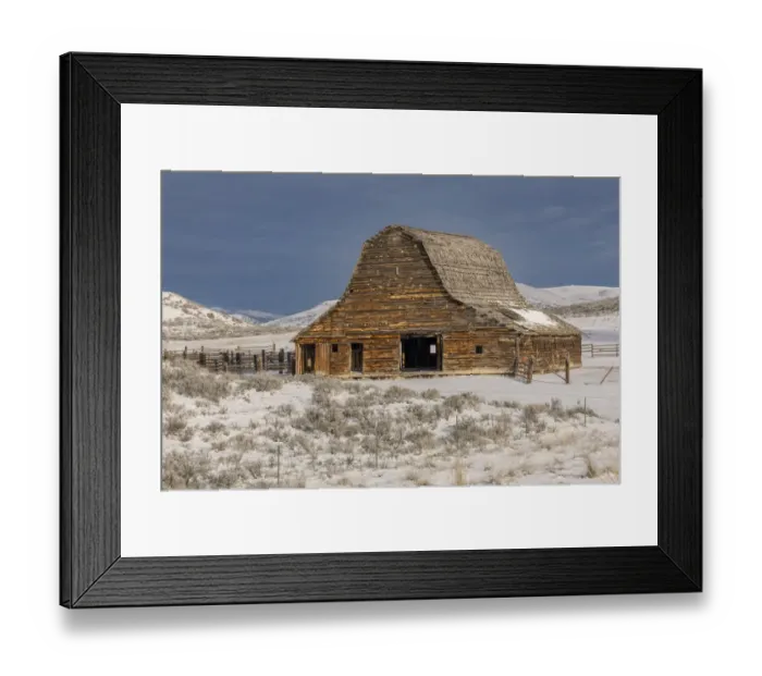 Framed Print : Barn in winter, Montana