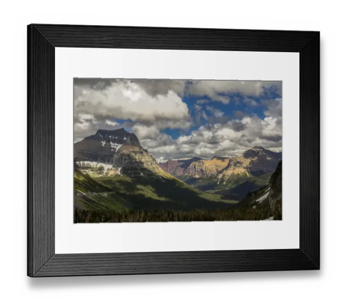 Framed Print : Summer view from Logan Pass, Glacier National Park, Montana Framed Print : Summer view from Logan Pass, Glacier National Park, Montana