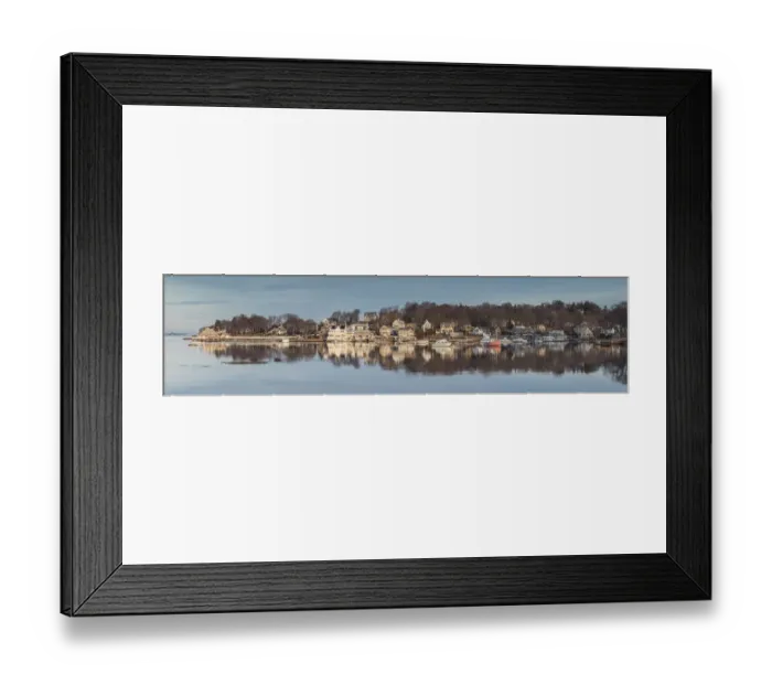 Framed Print : USA, New England, Massachusetts, Cape Ann, Gloucester, Annisquam Harbor, winter, dawn