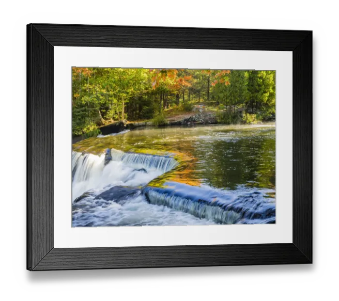 Framed Print : US, Michigan, Upper Peninsula. Reflections on Bond Falls