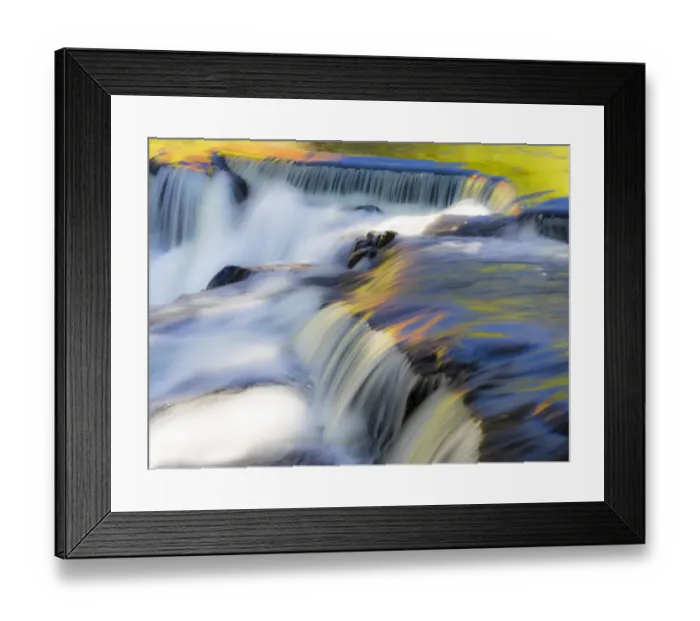 Framed Print : US, Michigan, Upper Peninsula. Water flowing over Bond Falls with reflections Framed Print : US, Michigan, Upper Peninsula. Water flowing over Bond Falls with reflections