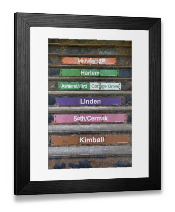Framed Print : Usa, Illinois, Chicago, The Loop, stairs up to the entrance of the El (elevated train Framed Print : Usa, Illinois, Chicago, The Loop, stairs up to the entrance of the El (elevated train