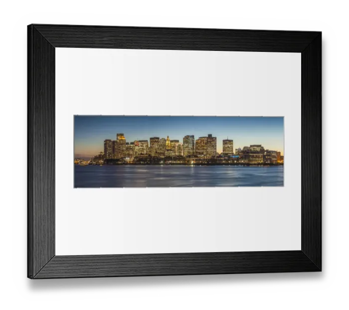 Framed Print : USA, New England, Massachusetts, Boston, city skyline from Boston Harbor, dusk Framed Print : USA, New England, Massachusetts, Boston, city skyline from Boston Harbor, dusk